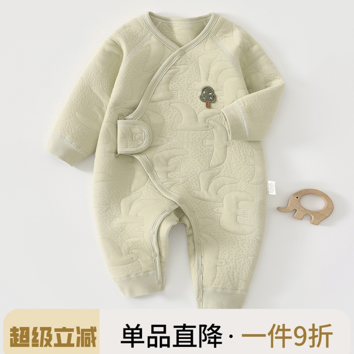 新生婴儿连体衣服保暖夹棉秋冬加厚初生儿和尚服睡衣宝宝哈衣爬服
