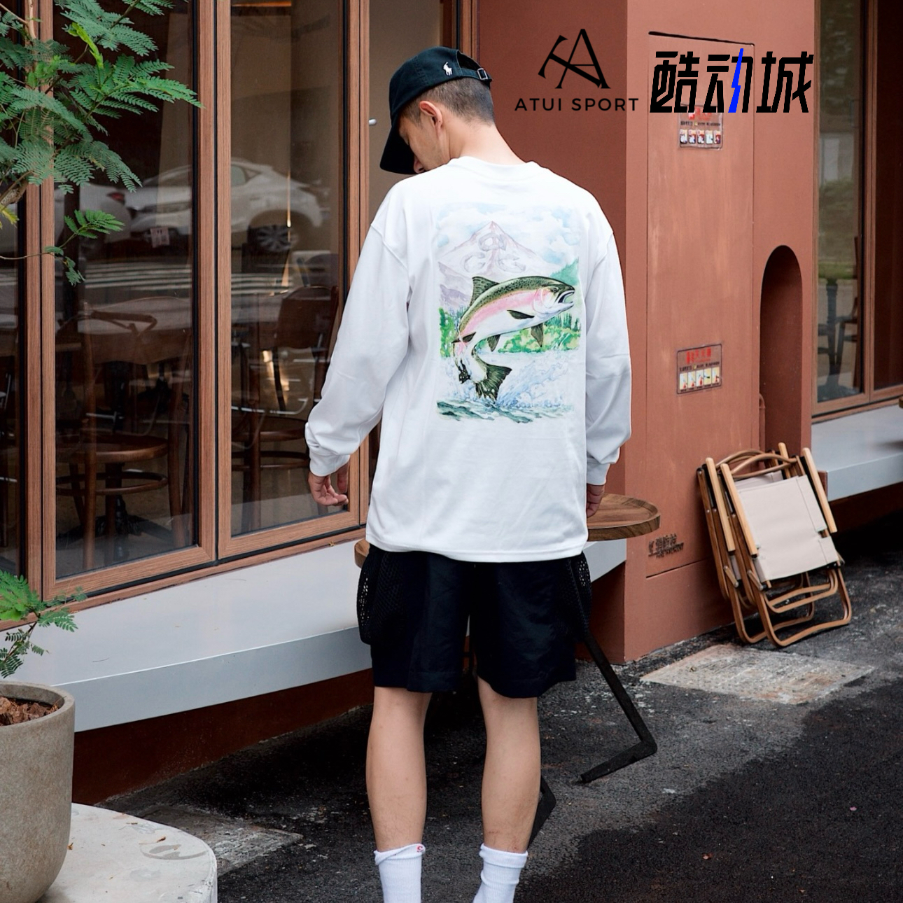NIKE/ACG 户外机能简约钓鱼印花运动休闲宽松圆领长袖 FQ3728-121