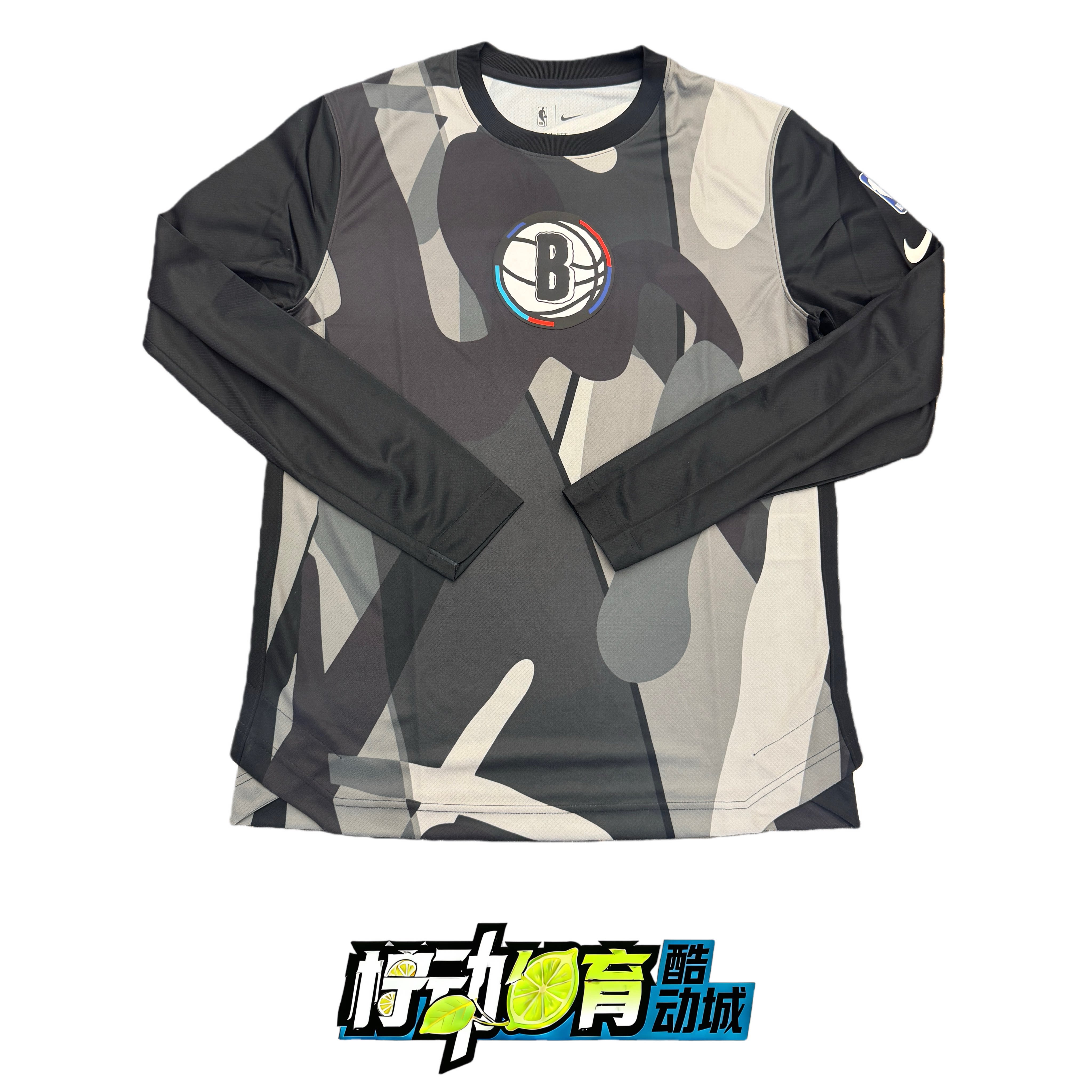 正品Nike/耐克篮网队男子篮球速干透气运动长袖T恤 FZ0082-010