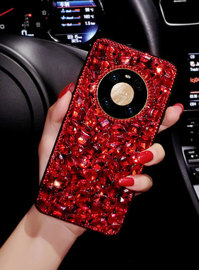 2025新年款华为Mate70pro满钻红宝石手机壳高颜值p60绿色爆闪50e简约大气40全包防摔适用nova13女神风时尚新