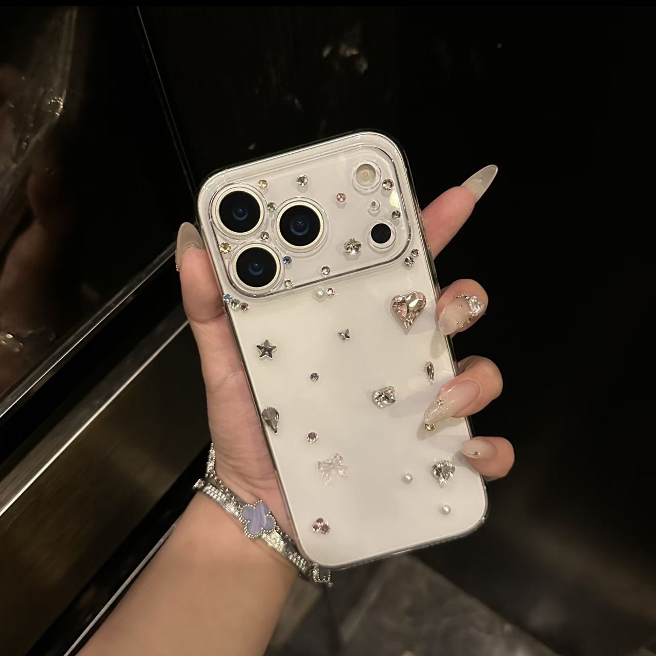 全包镜头苹果17promax爱心闪钻手机壳新款17air轻奢高级感iPhone16plus水钻15透明防摔14简约13保护套12网红