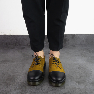 低帮休闲鞋 夏季 磨砂皮 擦色做旧大头马丁鞋 复古日系圆头系带小皮鞋