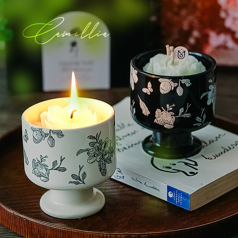 中古小香风山茶花香薰蜡烛陶瓷杯感家居卧室内摆件装饰礼物,洗护清洁剂/卫生巾/纸/香薰,香薰蜡烛,淘宝优惠券,粉丝福利购,淘宝优惠卷