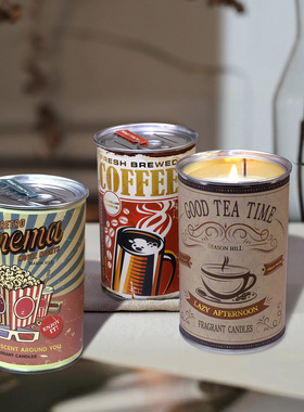 复古美式美食系列马口铁香氛蜡烛香氛摆件礼品氛围感蜡烛