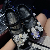 饰配件鞋 花适配crocs卡骆驰装 扣 配饰鞋 浪漫花海水晶宝石花洞洞鞋