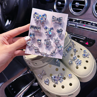 饰鞋 花适配crocs卡骆驰装 扣高级感 配饰鞋 爱心链条蝴蝶水钻洞洞鞋