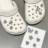 合金水钻蝴蝶洞洞鞋 扣高级感金属 饰鞋 配饰鞋 花适配crocs卡骆驰装