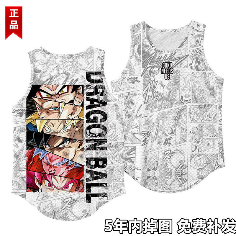 七龙珠无袖T恤涤纶男士速干健身款宽松背心海边沙滩打底衫运动薄
