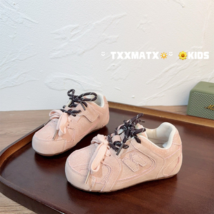 防滑软底休闲男童板鞋 女童鞋 儿童阿甘鞋 2026春秋新款 子真皮德训鞋