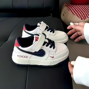 真皮男童鞋 新款 子休闲鞋 女童运动鞋 儿童板鞋 中大童小白鞋 2025春季