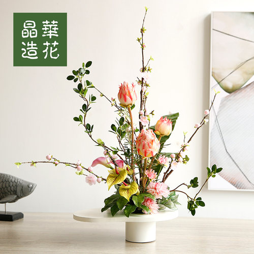 客厅晶华原创新中式花艺餐厅