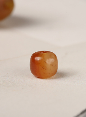 7mm红沁老型珠正宗新疆和田玉籽料圆珠单珠顶珠配珠手串手持配珠