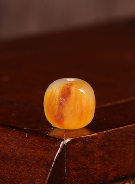 9mm老型珠新疆和田玉籽料黄沁珠子天然和田玉圆珠散珠手串配珠