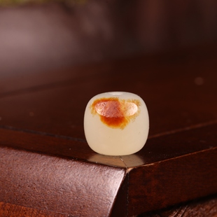 12mm黄沁皮单珠新疆和田玉籽料散珠圆珠珠子多宝手串配珠顶珠