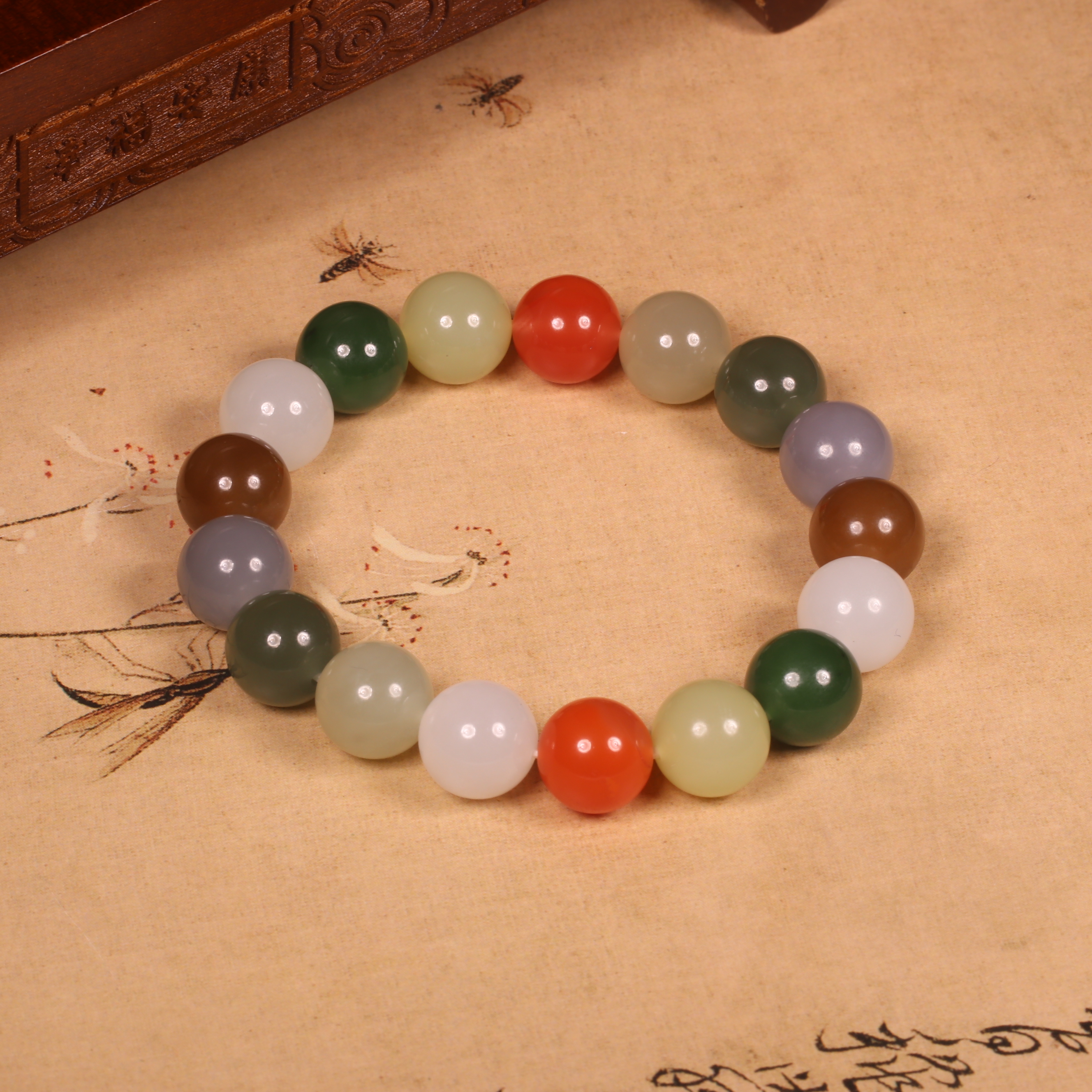 12mm多宝手串高品质新疆和田玉籽料圆珠单珠散珠多宝手串手持顶珠