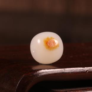 12mm白玉老型珠天然新疆和田玉籽料红皮玉珠单珠散珠手串配珠