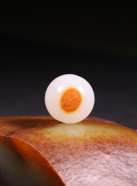 13mm白玉圆珠新疆和田玉籽料红皮珠子单珠老型珠手串配珠手链配饰