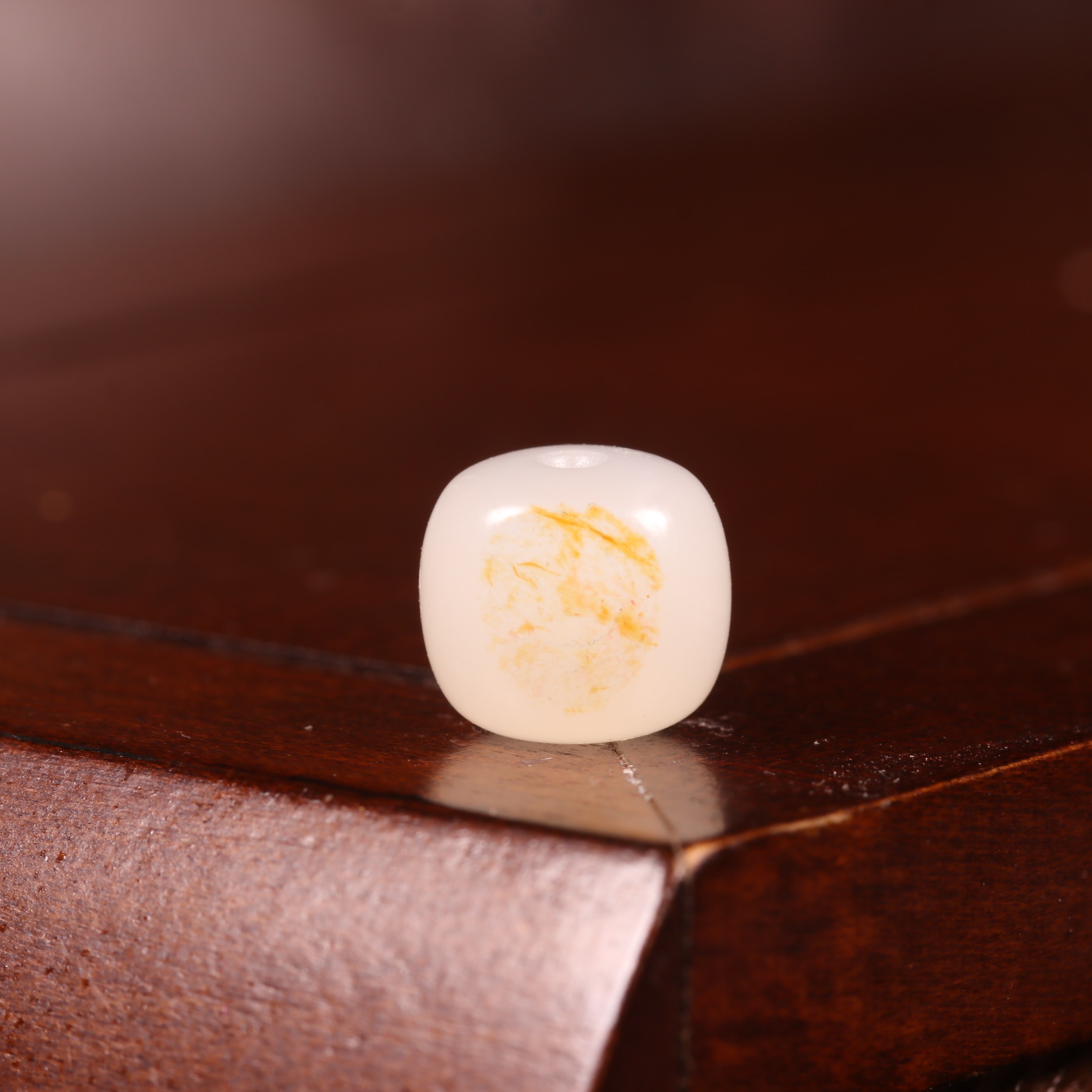 9mm洒金皮老型珠新疆和田玉白肉籽料珠子单珠籽玉散珠圆珠天然