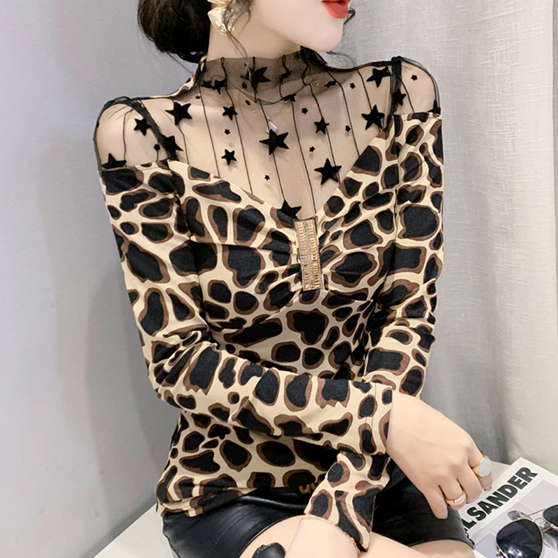 长袖通勤常规印花拼接立网