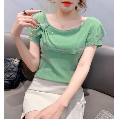 性感一字肩T恤洋气百搭半袖