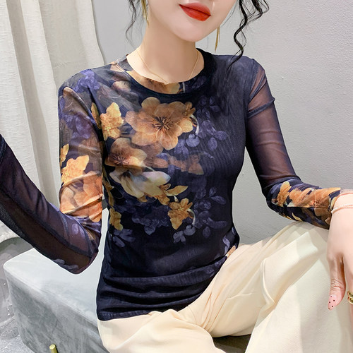 长袖街头常规印花时尚打底衫女