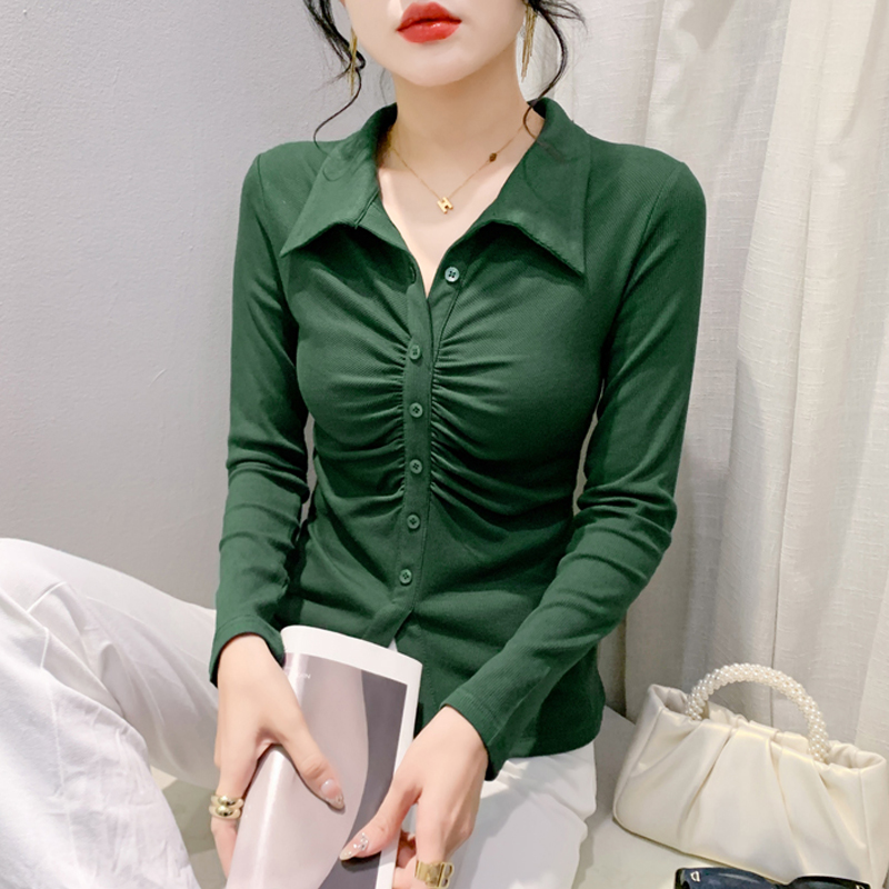 长袖街头常规拼接设计感褶皱弹