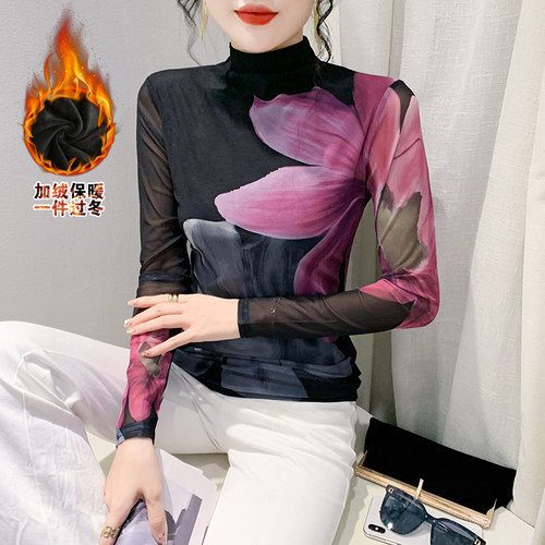 长袖街头常规印花网纱加厚绒高