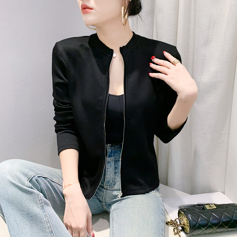 欧货高级感女装外套2024秋装新款洋派拉链开衫修身百搭棒球服上衣