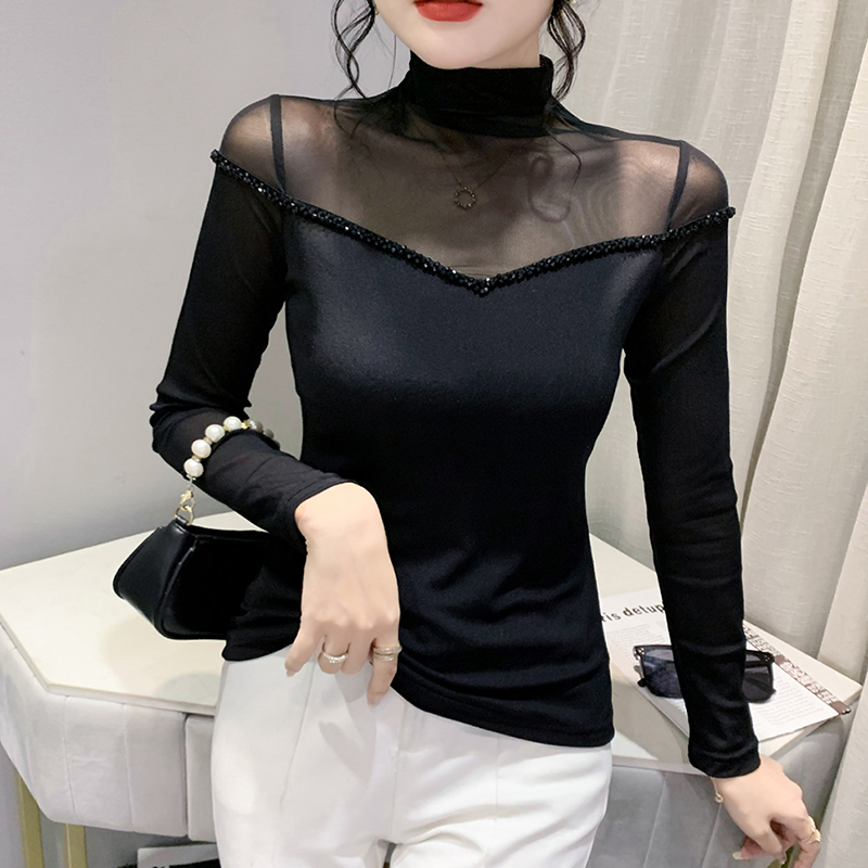 长袖通勤常规3D拼接立半高