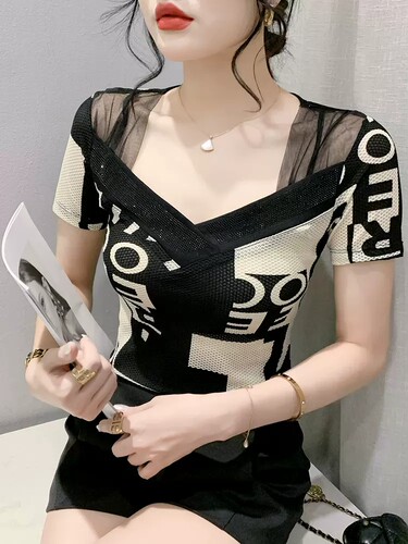 短袖日常规拼接夏季2023新款