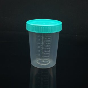 一次性塑料采样杯250ml 螺口样品杯透明标本瓶带刻度取样量杯检测