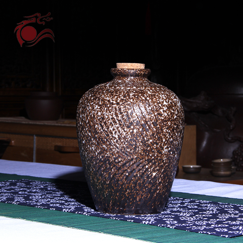 陶土螺纹雪花釉大口配送木塞酒瓶
