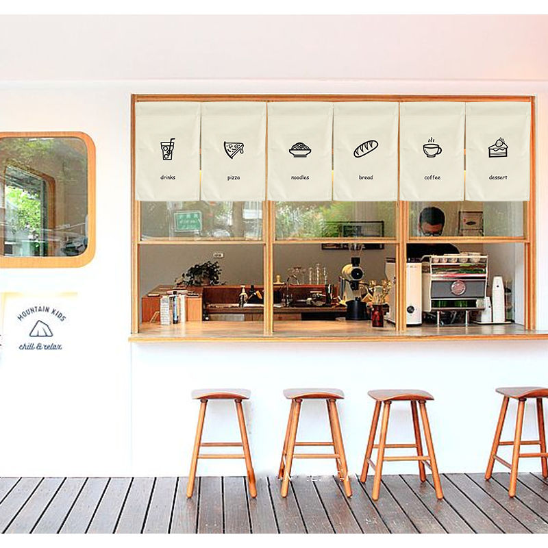 日式门帘三角旗短帘柜台装饰小吊旗厨房门窗遮挡帘隔断布艺半帘子