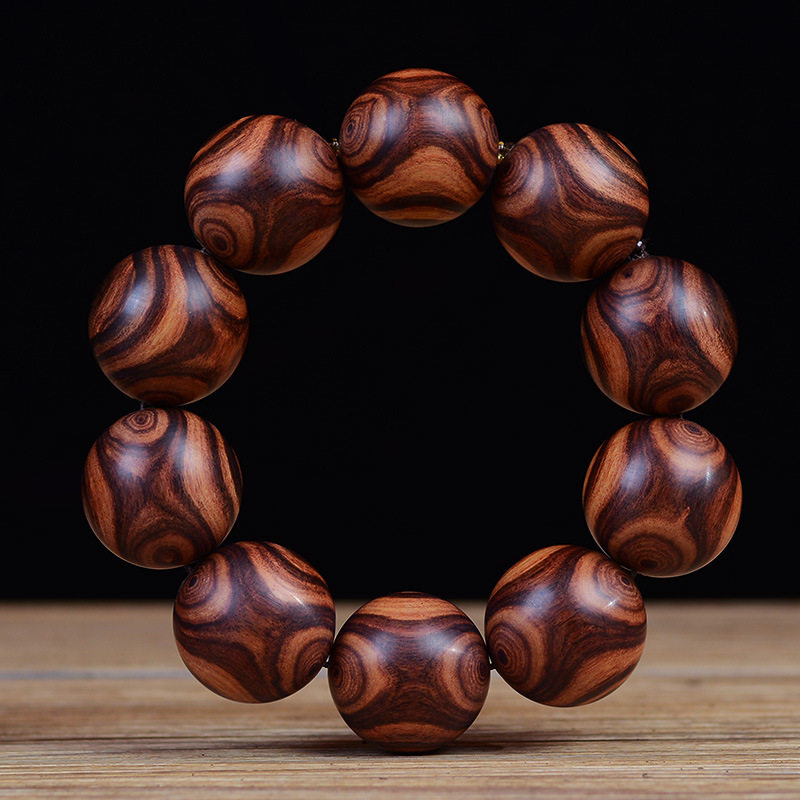 老挝黄花梨手串烟花纹藤香木降香木留疤酷似海黄珠念珠男女手链