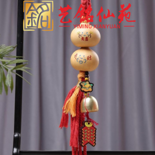 檀木绘画生肖马葫芦创意挂件艺铭仙苑刻画葫芦彩绘配饰新年礼品