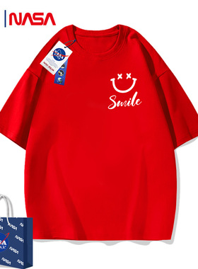 NASA联名smile笑脸男童短袖t恤夏女童纯棉上衣2025新款儿童演出服