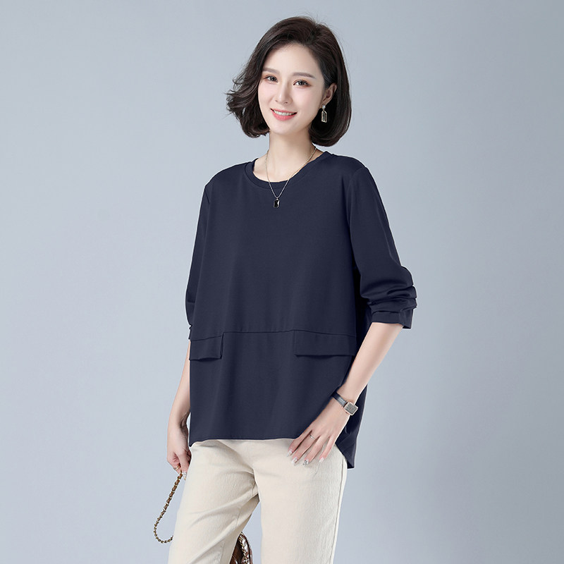 2021春款新款长袖宽松休闲纯色女士胖mm女装414款,女装大码女装,秋牧寒烟