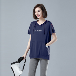 时尚宽松连帽短袖T恤女夏季新款韩版百搭休闲上衣显瘦学生装图片