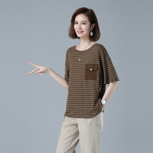 时尚宽松条纹短袖T恤女夏季新款韩版百搭显瘦上衣休闲女装436图片
