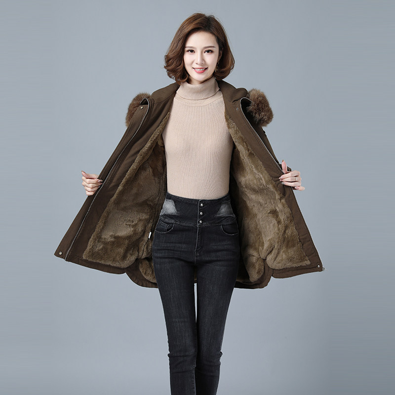 2023冬加绒加厚棉服保暖连帽派克服730款图片