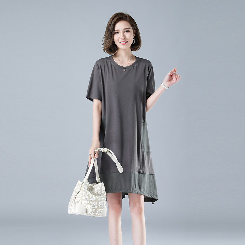 时尚宽松显瘦短袖连衣裙舒适百搭休闲女装,女装连衣裙,秋牧寒烟