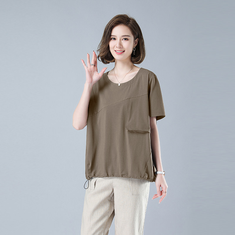 时尚宽松短袖T恤女夏季新款圆领上衣显瘦百搭休闲女装461,女装T恤,秋牧寒烟