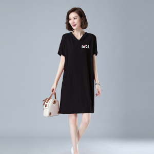 时尚宽松短袖连衣裙女夏季新款韩版显瘦休闲百搭学生裙子8208图片