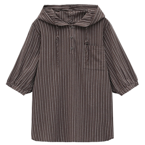 时尚宽松条纹长袖上衣 舒适百搭大码女装 适合各种身材的女性图片