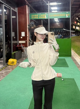 高尔夫服装女秋冬加绒保暖高尔夫套装女高尔夫外套显瘦长裤网球服