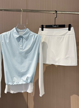 新款夏季防晒高尔夫长袖女高尔夫套装女裙速干高弹网球服羽毛球女