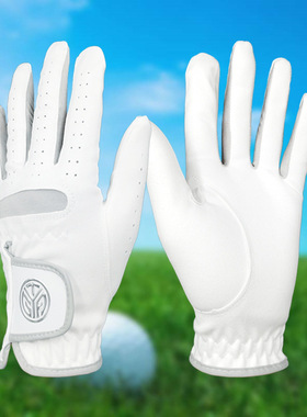 高尔夫手套男左手超纤布弹力透气防滑耐磨白色黑色golf用品