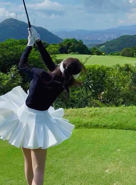 高尔夫服装韩版显瘦开花高尔夫女裙网球裙防走光运动裙高尔夫女装