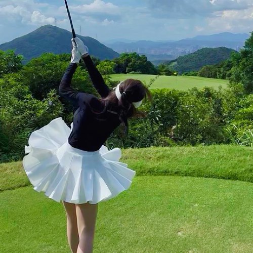 高尔夫服装韩版显瘦开花高尔夫女裙网球裙防走光运动裙高尔夫女装