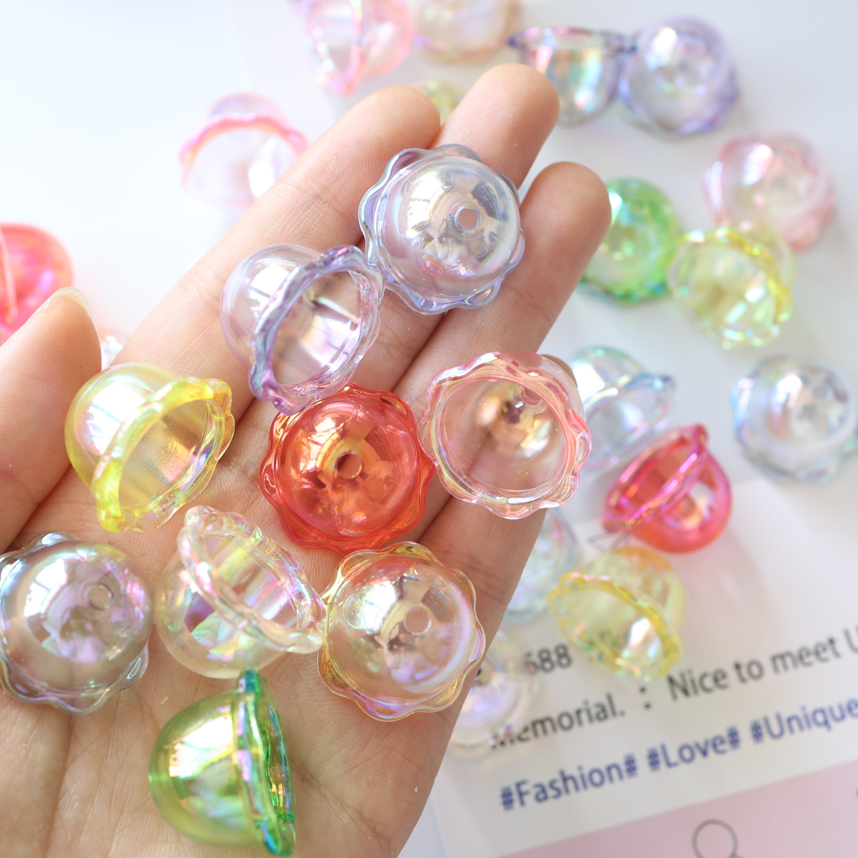 镀UV透明彩色花边风铃盖小铃铛水母罩 DIY串珠笔手机链挂件材料珠,饰品/流行首饰/时尚饰品新,其他DIY饰品配件,淘宝优惠券,粉丝福利购,淘宝优惠卷